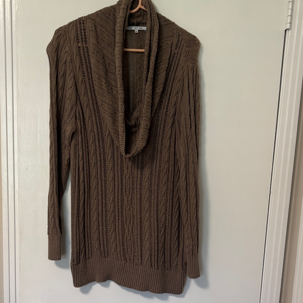 eight eight eight Brown Cable Knit Cowl Sweater